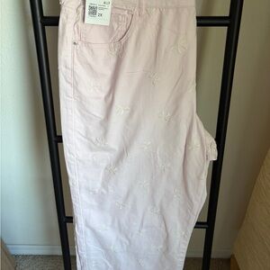 Pink Bow Embroidered Women's Jeans